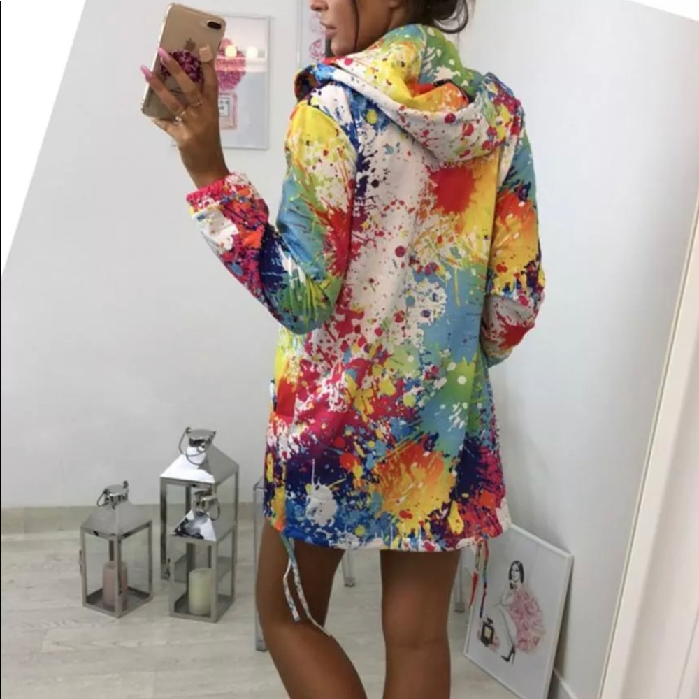 Paint Splatter Zip Front Hoodie - Picture 2 of 5
